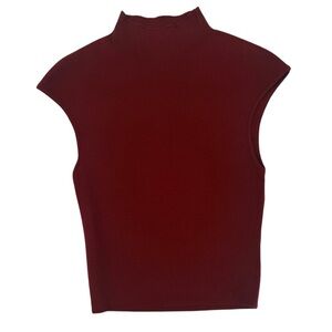 Ruby Red Mock Neck Knit Top Rayon Blend